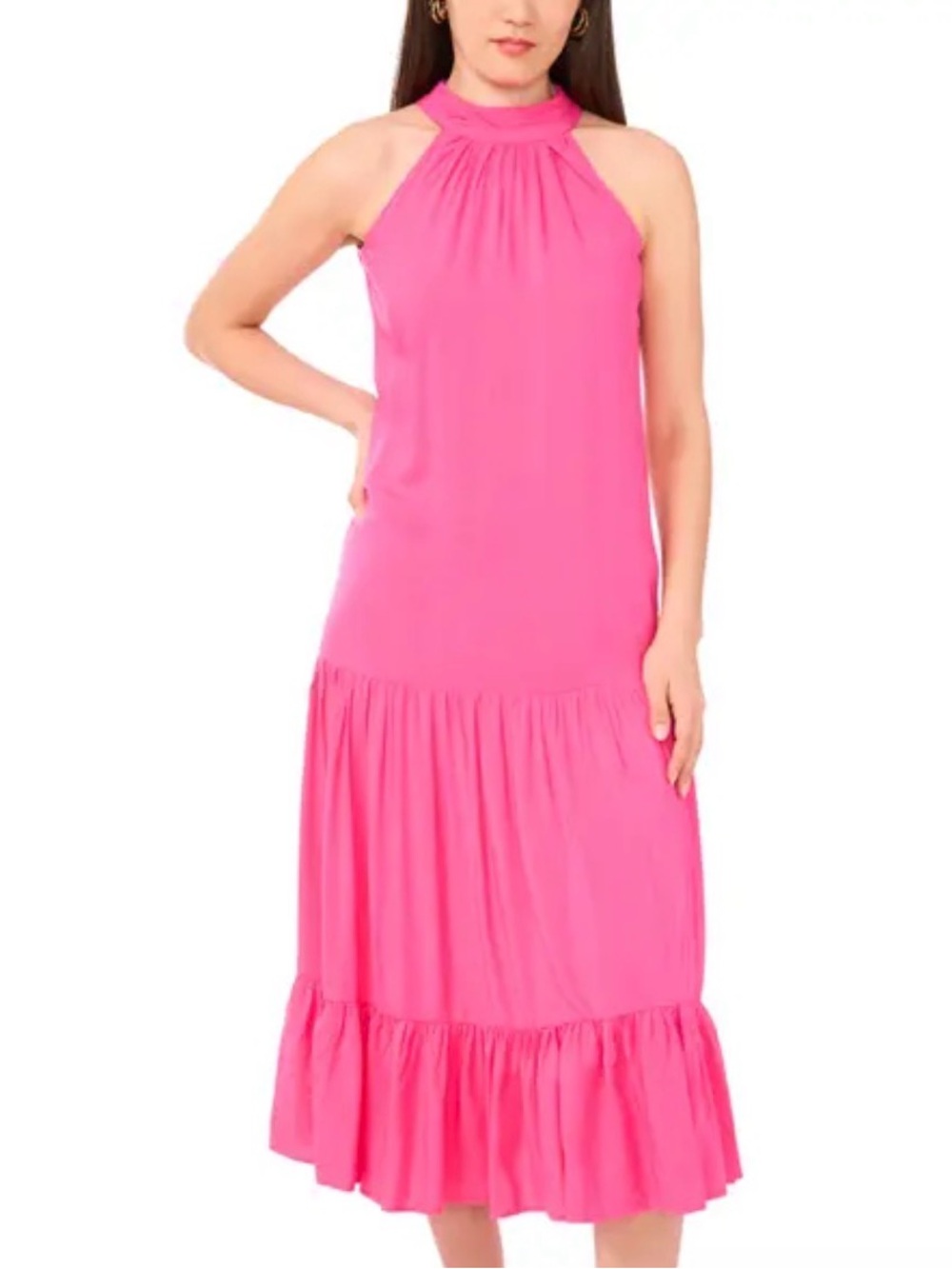 Vince Camuto Bright Pink Halter Maxi Dress Size XS